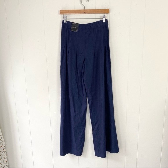 NWT INC INTERNATIONAL CONCEPTS Navy Blue Linen Blend Wide-Leg Stretch Pants sz 2 - Picture 2 of 15
